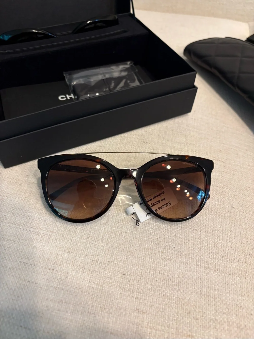 NWT CHANEL Optical Glasses w/ Interchangeable Sunglasses Tortoise Black $700